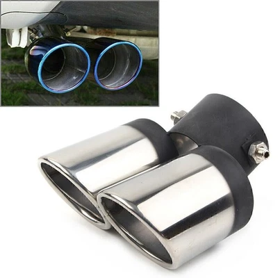 Universal Dual Rear Exhaust Pipe Tail Muffler Tip Stainless Steel Accessory Car - Image 1 of 4