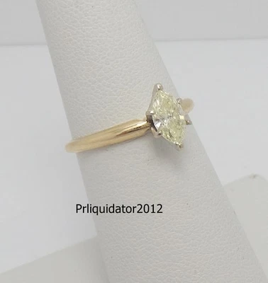 1/2CT Natural Marquise Diamond Engagement Wedding Bridal Ring 14K Yellow Gold - Image 1 of 4