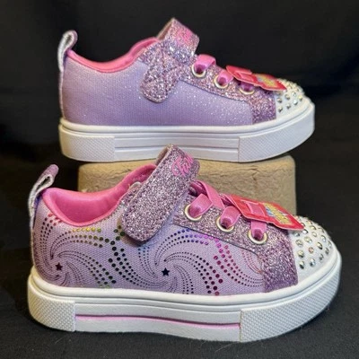 NWT Skechers Twinkle Toe Glitter Pink Light up Baby Toddler Sneaker Shoes Size 6 - Image 1 of 4