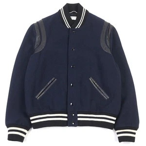 SAINT LAURENT PARIS Teddy Jacket leather trimmed varsity jacket men 50 354728 - Picture 1 of 15