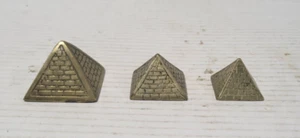 Set of 3 Vtg Solid Brass Egyptian Pyramid Nesting Stackable Paperweights - Picture 1 of 6