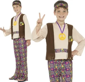 Childs Boys 60s 1960s Hippy Fancy Dress Costume Hippie Outfit by Smiffys New - Picture 1 of 5