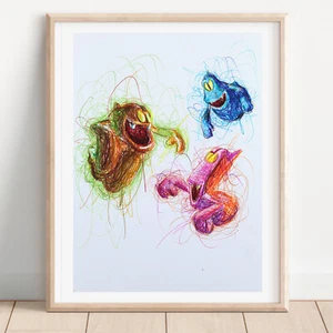 Luigi's Mansion Classic Ghosts Ballpoint Pen Print, Video Game Poster - Picture 1 of 3