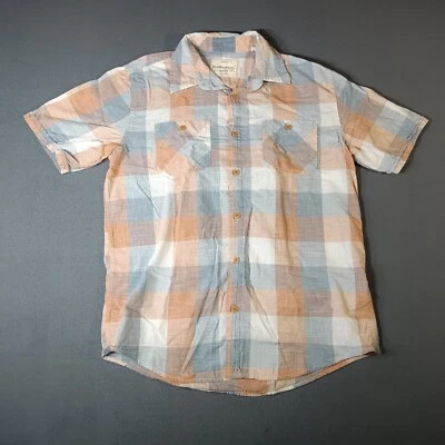 Original Weatherproof Men's Shirt Medium Button Up Short Sleeve Pastel Red Plaid - Image 1 of 4