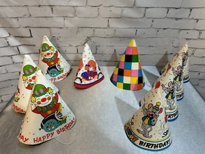 Fun MIXED Lot of 9 VINTAGE 60, 70 & 80s Paper Birthday Favor Party Hats 005 - Picture 1 of 5