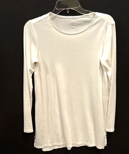 J. Jill Women Perfect Pima Cotton Tunic Long Sleeve Crew Neck X Small XS White - Picture 1 of 4