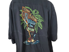Tommy Bahama Mens Sizzle Inn Relax Shirt XXL Black Embroidered Short Sleeve