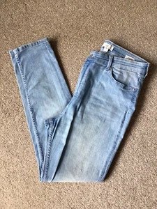 HM LIGHT BLUE WASHED COTTON MIX DENIM JEANS TROUSERS SIZE 14 - Picture 1 of 6