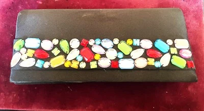 vintage el bolso clutch negro que irá con todo pedrería arco iris Foto 1 de 4