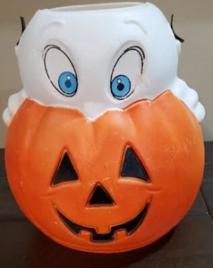 Empire Blow Mold Casper Ghost Pumpkin Halloween Candy Trick or Treat Bucket Pail - Picture 1 of 6