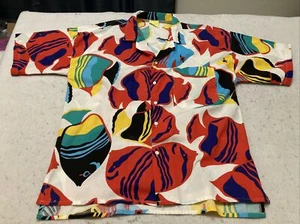Vibrant Retread Tropical Fish Button Shirt Swaziland Short Sleeve Hawaii - Picture 1 of 12