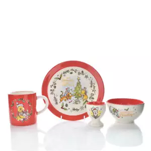 Winnie The Pooh Christmas | Disney Gifts | Ceramic 4Pc Dinner Set | New Original - Picture 1 of 6