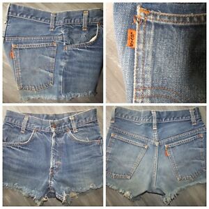 Vtg 70s 80s LEVIS Super Hot Booty Cutoff Jeans Shorts 0 2 (25x2) orange tab 746