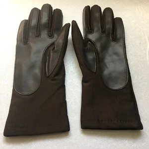 Aris Damen braun Nylon & geflickte Handfläche Leder Autofahrer Handschuhe Einheitsgröße - Bild 1 von 6