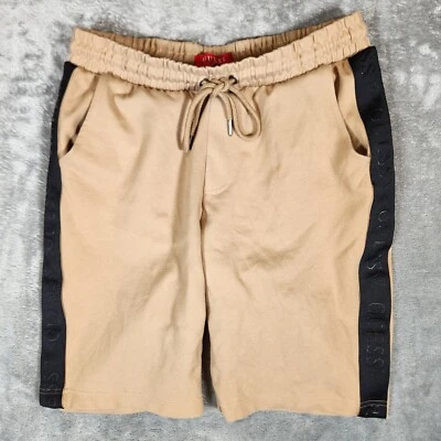 Guess  Andrew Logo Tape Shorts Men's M 29X9 Beige Tan Black Stripe X1GD05R8XF0 - Image 1 of 4