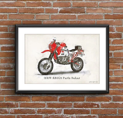 BMW R80GS París Dakar, póster de boceto artístico [sin marco] Foto 1 de 4