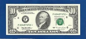 1995 CH/CU $10 ATLANTA 2ND. RUN STAR NOTE SERIAL #F03457372* ONLY 320000 PRINTED - Picture 1 of 1