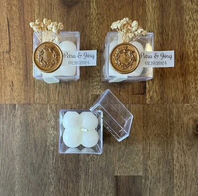 Gastgeschenke 15x Bubble Kerze mit Box für Hochzeit, Verlobung (personalisiert) - Bild 1 von 4