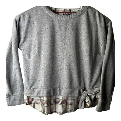 Camisa para mujer Izod gris a cuadros manga larga con corbata en la parte inferior talla XL  Foto 1 de 4