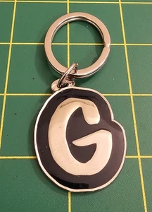 Letra "G" Llavero Tono Plata Negro Esmalte Alfabeto Llave Inicial, B3b6 - Imagen 1 de 2