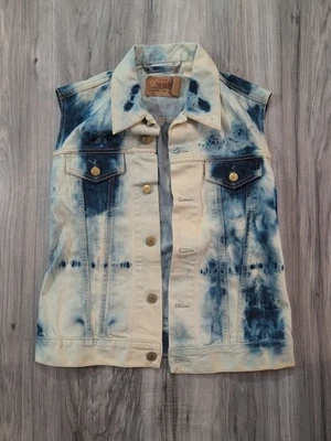 Denim Vest Levis Levi Strauss Irregular Medium Button Up Vest Bleach Design - Image 1 of 4