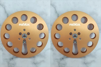 Un par de carretes de cinta Revox dorados de 7"" para grabadora de cinta PR-99 A77 B77 G36 etc. Foto 1 de 4