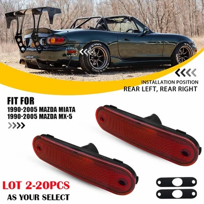 2-20X Rear Side Marker Lights For 1990-2005 Mazda Miata MX-5 Red Lens LH & RH ED - Image 1 of 4