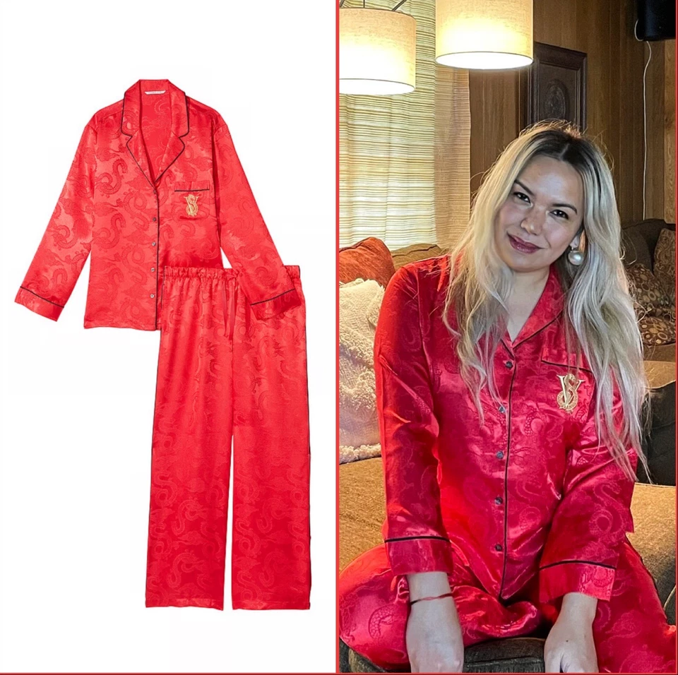 VICTORIA'S SECRET Special Edition DRAGON Thick Satin Pajama SET - RED or BLACK - Image 1 of 1