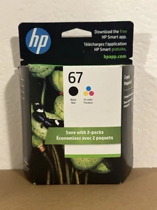 GENUINE HP 67 Black & Tri-color 2 pack  3YP29AN Ink Cartridges Exp July 2024 - Picture 1 of 5