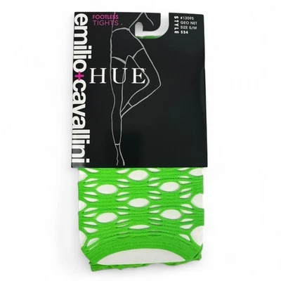 Medias sin pies Hue Emilio Cavallini Geo Net para mujer talla S/M verde brillante Foto 1 de 4