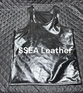 Men's Real Cow Soft Double Layered Leather - Inner & Outer Tank Top Muscle Vest - Picture 1 of 3