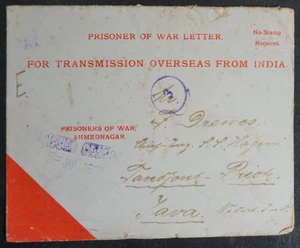 Magnificent 1917 Prisoner of War Censor cover Transmission overseas from India - Picture 1 of 2