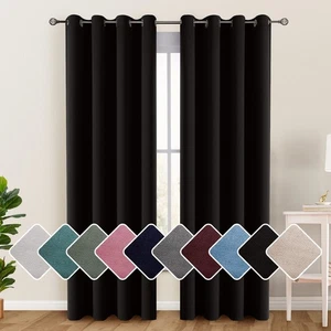 Blackout Curtain Room Darkening Window Curtains Insulated Thermal Grommet Panels - Picture 1 of 130