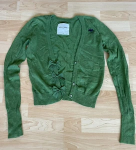 Abercrombie kids Vintage Green Bow Diamond Cardigan Sweater girls XL (0126) - Picture 1 of 12