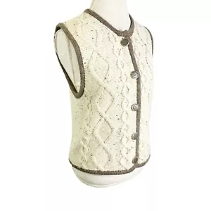 Obermeyer Cable Knit Sweater Artsy Button Cardigan Embroidery Womens Size S VTG - Picture 1 of 10