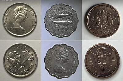 (3) Monedas de las Indias Occidentales (Bermudas, Islas Bahamas y Barbados) Foto 1 de 4