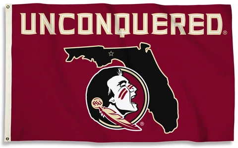 Florida State Seminoles UNCONQUERED Rare State-Outline-Style Team 3'x5' FLAG Cover