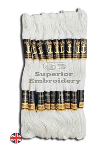 6 White Anchor Cross Stitch Embroidery Threads Skeins/Floss 100% Cotton thread - Picture 1 of 7