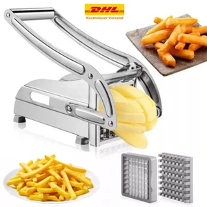 Pommesschneider Kartoffelschneider Pommes Edelstahl mit 2x Schneideeinsätzen DHL - Bild 1 von 16