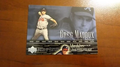 2002 UPPER DECK PIECE OF HISTORY # 50 GREG MADDUX    BASEBALL CARD - Image 1 of 3