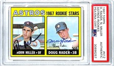 1967 Topps NORM MILLER & DOUG RADER Signed Auto Astros RC Card #412 PSA/DNA Slab