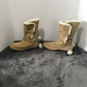 Air Walk Suede Leather/Faux Fur Lined Women Tan Boots Sz 8.5M Grip Soles