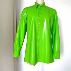 Camisa de látex verde cuello informal suelto de goma - Imagen 1 de 7