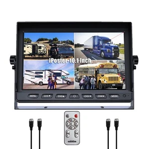 Video LCD Quad Monitor 10.1" Schermo Split 4ch 4PIN in 12-36v per Camion Bus Rv - Foto 1 di 8