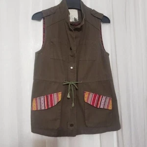 Boho Weste Südwestdruck Vollreißverschluss Tasche Cardigan En Crene Größe Medium - Bild 1 von 7