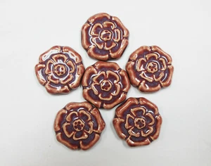 Piastrelle mosaico ROSETTA, piastrelle artigianali in ceramica fatte a mano, tonalità corallo viola, set 6 - Foto 1 di 3