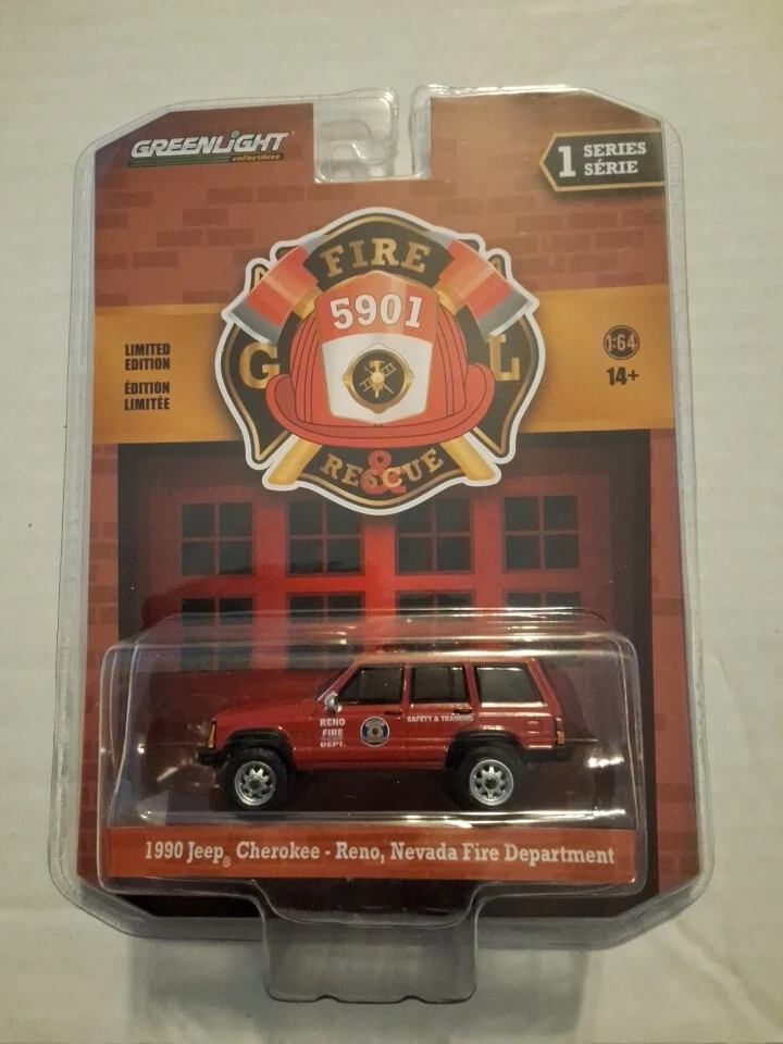 GREENLIGHT  1/64 FIRE & RESCUE 1990 JEEP CHEROKEE RENO,NEVADA FIRE DEPARTMENT ! - Image 1 of 1