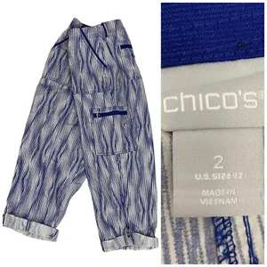 Pantalón Chicos Capri Mujer 2 EE. UU. 12 Azul Roll Tab Carga Perfecto Elastizado Costero - Imagen 1 de 14