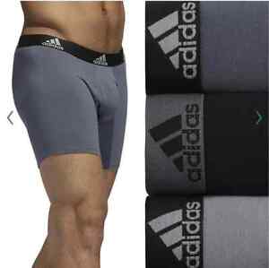 Adidas Mens Big & Tall Performance Boxer Brief Underwear (3-Pack), Black/Onix