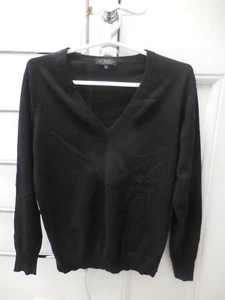 EUGENIE BLACK CASHMERE V NECK SWEATER JUMPER EXC COND L - Picture 1 of 4